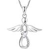 FJ Collana Angelo Custode Donna Argento 925 Collana con Ciondolo Infinito Collana Aprile Pietra Portafortuna Bianco Gioielli Regalo per Donna
