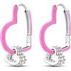 Parmuz Orecchini a cerchio in argento sterling 925 con cuore d'amore rosa per donne Stella di luna Doppio cuore ciondola piccoli orecchini a cerchio grandi Set regalo di gioielli di moda