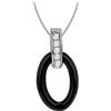 Tuscany Silver Collana con pendente ovale in ceramica nera 8 x 16 mm e zirconi placcati rodio su catena snake regolabile 41-46 cm