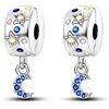 Parmuz Charm a clip per bracciale in argento sterling 925 con pavé di zirconi cubici, con chiusura a clip, distanziatore, perlina, farfalla, stella, luna, malocchio, fermaglio per donna