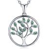 JO WISDOM Collana Albero Della Vita Argento 925 AAA Zirconia Cubica Può Birthstone Colore Smeraldo Donna