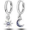 Parmuz orecchini donna argento 925 pendenti piccoli con pietre Star Moon Boho vintage piuma set di orecchini a cerchio Piccolo regalo di gioielli per le orecchie da abbraccio