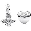 YUMINN Silver Heart Charm With Diamonds & Angel Charms in Argento 925 per Bracciali e Collane Perline Pendenti San Valentino Festa della Mamma Regali di Gioielleria per Donne