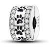 Parmuz Charm a clip per bracciale in argento sterling 925 con pavé di zirconi cubici, con chiusura a clip, distanziatore, perlina, farfalla, stella, luna, malocchio, fermaglio per donna