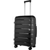 JLY Set di valigie leggere in polipropilene, 3 misure per ogni viaggio, ruote girevoli, serratura TSA, guscio resistente agli urti, Colore: nero carbone., Medium (66.5cm), 1 pezzo