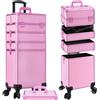 Arous - Valigetta porta trucchi con rotelle, 5 in 1, trolley organizzatore cosmetico, baule per salone di barbieri, sbloccabile, con ruote, per donne, parrucchiere, artista, viaggio, per unghie