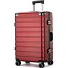 EclatVivid Valigie dure di Shell del PC della struttura di alluminio con le serrature di TSA, caricatore di USB, supporto della tazza, Rosso, Check-In 24-Inch, Classico