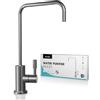 Poveta Rubinetto per Acqua Potabile, Rubinetto Lavello Cucina per Depuratori d'Acqua o Sistema d'Osmosi Inversa, Rubinetto in Acciaio Inossidabile Senza Piombo, Forma di L, Antracite