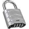 HMF Lucchetto a combinazione con codice a 4 cifre, lucchetto robusto in lega di alluminio | 5,6 x 2,6 x 8,7 cm | Argento