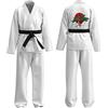 SXSHUN Tuta da karate per bambini Tuta da judo Ragazzi Ragazzi Ragazze Taekwondo Tuta da arti marziali professionale per principianti, bianco, 116
