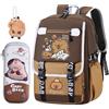 HOXSNII Capybara Zaino per Bambini, Capybara Impermeabile Zainetto Zaino Scuola Elementare Set di Cancelleria con Astuccio Portachiavi Adesivo Insignia Scolastico Borse Scuola Cartone Animato Zainetto Materna