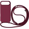 Ququcheng Cover Compatible con iPhone 17 Air(6.5),Cellulare Girocollo Custodia con Cordino TPU corda Silicone Case Bumper per iPhone 17 Air(6.5) Custodia-Rosso