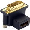 Cablecc Adattatore maschio DVI angolato a 90 gradi a femmina HDMI per computer, HDTV e scheda grafica