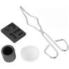 QHXKQH 4 Pezzi Set di Crogiolo per Forno Fusione Metalli, Stampo Crogiolo Pinza per Crogiolo, Bowl, Stampo per Piastre in Grafite. Kit Fusione Oro, Argento e Leghe Resistente Alte Temperature