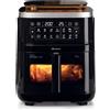Ariete 4636 Friggitrice ad aria con funzione vapore+ Grill, 1700W, Funzione essiccazione, 10 funzioni di cottura, Cestello trasparente, Timer, Luce interna, Nero