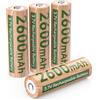 AKTTKA 4PCS Batteria Ricaricabile al Litio 3,7 V 2600mAh - Batteria Completa con Protezione Integrata, Polo Superiore per Torce LED, Lampade Frontali, Giocattoli e Dispositivi Elettronici a Basso Consumo