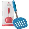 Kitchen Mama WALTZGRIP Platinum Silicone Pancake Spatula Turner: Heat-Resistant, Wide Slotted Tapered Head Stainless Steel Core. Durable, Dishwasher-Safe, Flipping Cooking Needs, Wok Use (Blue)