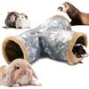 LeerKing 3 Vie Tunnel per Criceti Gioco Piccoli Animali Nascondiglio Pieghevole Caverne Gabbie Accessori Tela Lavabile Coniglio Cavia Furetti Ratti Cincillà Grigio L