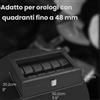 SONGMICS Porta Orologi a 12 Posti, Scatola Portaorologi, Coperchio in Vetro, Cuscini Rimovibili, Chiusura in Metallo, Idea Regalo, Superficie in PU Nera, Interno Nero/Fodera Beige/Rosso Bordeaux