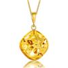 Amber by Mazukna Ciondolo in ambra baltica naturale da donna, collana a goccia di cognac con catena in argento sterling placcato oro, leggero regalo per l'uso quotidiano, Medio, Argento sterling Ambra
