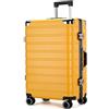 EclatVivid Valigie dure di Shell del PC della struttura di alluminio con le serrature di TSA, caricatore di USB, supporto della tazza, Giallo, Check-In 26-Inch, moderno