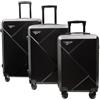 2iX Set di valigie 3 pezzi - Custodia rigida con ruote a 360° e serratura TSA - bagaglio a mano e valigia da viaggio - bianco, blu, nero, grigio, rosa - trolley per uomo e donna, Nero , Koffer 3