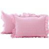 K MASANIJI Confezione da 2 federe per cuscini a quadretti rosa e bianchi, per letto e divano (50,8 x 91,4 cm, in cotone lavato, a quadri, 50,8 x 91,4 cm, rosa/bianco a quadri)