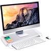 NK Supporto per Monitor Portatile - Sollevatore per Computer in Alluminio Antiscivolo, 4 Porte di Carica USB, 22W, Fino a 20, Peso 10kg (Colore Argentato)