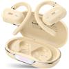 TOZO OpenWear Cuffie Bluetooth con ENC Chiamate, 14.2mm Driver 38 Ore, LED Schermo, Bassi Potenti, 5 EQ Modalità, Doppio Cardine Ultra Confort, Gancio Rotazione, Ricarica Rapida USB Tipo C, Khaki