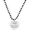 Beloved ❤️ Collana da donna in acciaio con cristalli briolè neri emozionale - frasi, pensieri, parole con charm - ciondolo pendente a cuore - misura regolabile - incisione - argento (MOD 5)