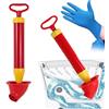 ZhouWei Pompa Stura Scarichi a Pressione con Guanti, Stantuffo per WC Ventosa Sturalavandini Sturalavandini a Pressione ad Aria Compressa Sturalavandino Toilet Plunger, per Bagni Vasche WC (Rosso)