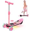 iScooter Monopattino elettrico per bambini dai 3 ai 12 anni, 2 in 1 con batteria 12 V 5 Ah ed effetto luce colorata, con ruote da 5 pollici, portata massima 50 kg