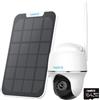 Reolink Argus PT Plus Telecamera WiFi Esterno Senza Fili 4MP, 360° PTZ, Visione Notturna, Rilevamento Persona/Veicolo, Audio Bidirezionale, Batteria + Pannello Solare, Impermeabile, 64GB SD Inclusa
