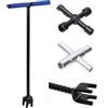 Keadic Kit di chiavi per contatore dell'acqua da 40,6 cm include 4 vie triangolo quadrato utilità chiave e acciaio T-handle Sillcock acqua chiave per rubinetto rubinetti valvole armadio