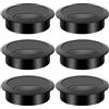 Dawenur 6 pezzi Gommino per scrivania 60 mm Foro per cavo da scrivania Foro per cavo da piano di lavoro in plastica nera per fili da scrivania per computer da ufficio