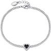 Philip Jones Bracciale in pietra preziosa di cuore in onice nero realizzato con cristalli di zirconi