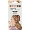 Copic Ciao PORTRAIT Set Eleganza Pastello, 5 colori pastello incluso 1 multiliner 0,3 mm in grigio caldo, doppio pennarello con una punta media e una a pennello