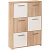 Inter Link - Cassettone - Credenza - Cassettone a 6 ante - 2 colori - Melaminico - Rovere Sonoma e imitazione del bianco - LxPxH : 77x30x115 cm - Egadi