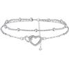 Hifeeled Bracciale Donna Argento 925 con Doppia Catena, Gioielli Donna Madre Moglie Fidanzata Regalo Originale - Regolabile(16+4cm)