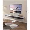 VEVOR Mobile TV Sospeso a Parete con Foro per Cavi, Mensola TV Galleggiante con Spazio di Archiviazione, per Lettore DVD, Console di Gioco, Capacità 52 kg, Bianco, 1800 x 236 x 160 mm