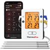 ThermoPro TempPro TP25Termometro Bluetooth per carne, con 4 sonde di temperatura, ricaricabile, termometro alimentare intelligente digitale wireless, per la cucina, barbecue, griglia, forno