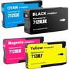 HenceBuy 712 Cartucce Compatibile Per HP 712 3ED70A 3ED71A 3ED67A 3ED68A 3ED69A per DesignJet T230 T250 T630 T650 T210 Stampante Nero Ciano Magenta Giallo