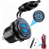 Meijeegu Caricatore USB per Auto, presa USB 5V 4.8A display a LED Interruttore Tattile, per Veicoli 12V ~ 24V Camper Barca Moto SUV