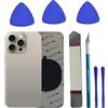 LiXiongBao Sostituzione del coperchio del vetro posteriore 15 Pro Max per iPhone 15 Pro Max Sostituzione del vetro posteriore posteriore da 6,7 '' con kit di strumenti di riparazione (Titanio naturali)
