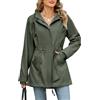 Vancavoo Giacca Primaverile Donna Cappotti Mezza Stagione Piumino Leggero Parka Autunno Elegante Cappotto con Cappuccio Cotone Militare Giubbotto Inverno,Verde militare,XL