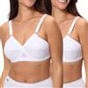 Playtex Confezione da 2 Reggiseni Senza Ferretto Classici Criss Cross Donna x2, Bianco/Beige, 38/5D
