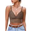 Avidlove Canotta da donna in pizzo sexy bustier non imbottito scollo a V crop top base bralette spaghetti strap canotta per uscire lingerie abiti, Marrone, M