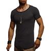 Leif Nelson LN8209 T-shirt da uomo con scollo rotondo a maniche corte, stile moderno, vestibilità slim in cotone, grigio, S