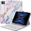 MoKo Custodia Tablet Universale con Tastiera per Tablet da 9", 9.7", 10.1", 10.2", 10.4", 10.5", 10.9", 11", con Tastiera Bluetooth Wireless Rimovibile Portapenne per iPad, Fire, Pixel, Marmo Viola