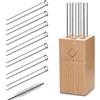 GLASWERK Cannucce in Vetro - con Elegante Supporto in Legno e Spazzola per la Pulizia, Riutilizzabili, in Vetro Infrangibile Resistente, 7 Pezzi, Lunghezza 15 cm